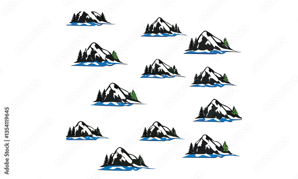 Fototapeta premium mountain silhouette icon vector
