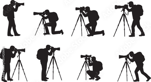 Photographers Silhouette, Ideal for Photography and Art Themes - Flat Vector Illustration
