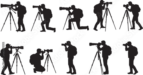 Photographers Silhouette, Ideal for Photography and Art Themes - Flat Vector Illustration