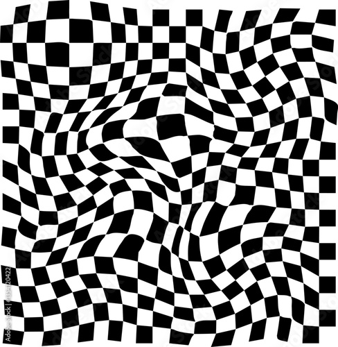 Checkered pattern background, checkerboard distorted squares