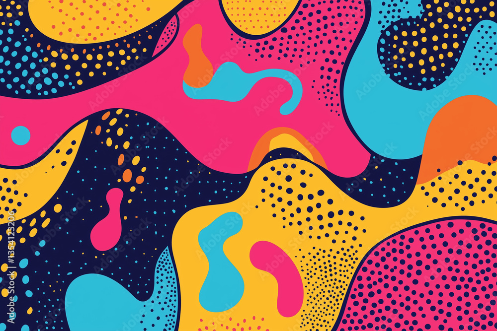 Bold pop art inspired composition with bright colors and playful shapes Bold pop art inspired composition with bright colors and playful shapes