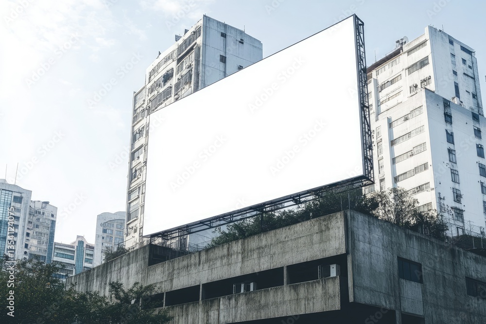 Pixel Perfect Picture of White Large Billboard for Rent on Building Pixel Perfect Picture of White Large Billboard for Rent on Building