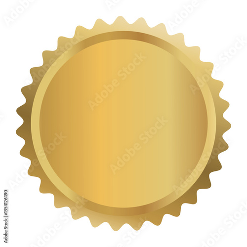 Blank golden seal badge vector illustration, gold medal clip art, gold seal stamp, golden banner for label winner certificate, isolated on white background
