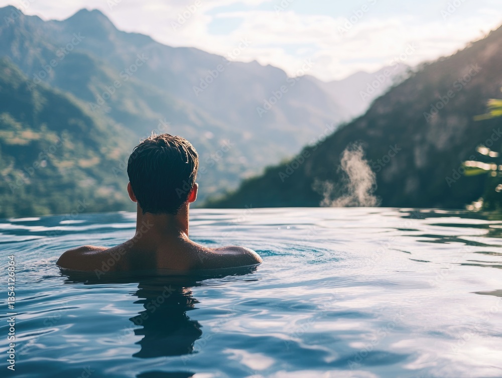 Man swimming in crystal clear water Man swimming in crystal clear water