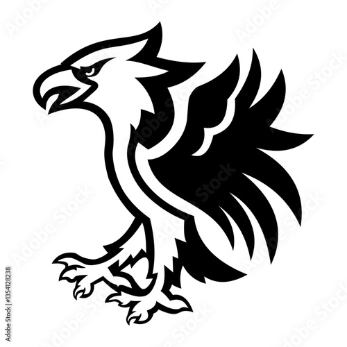 Powerful Eagle Silhouette for Tattoo & Graphic Design