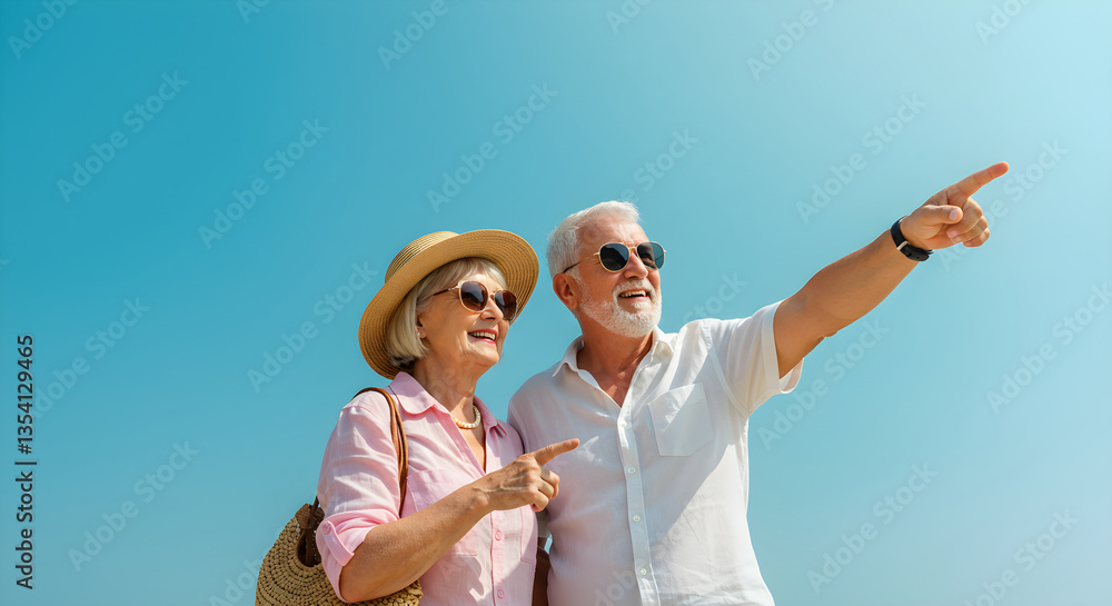 Black couple in love point a finger somewhere on tropical beach resort in vacation. Summer holiday vacation and travel concept. Relaxing seaside scene. Summer time travel destination Black couple in love point a finger somewhere on tropical beach resort in vacation. Summer holiday vacation and travel concept. Relaxing seaside scene. Summer time travel destination
