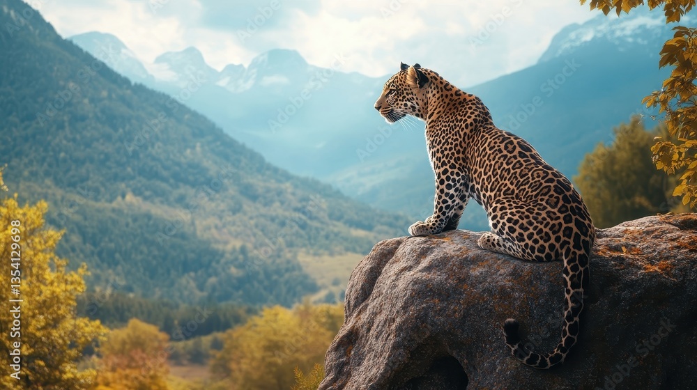 Obraz premium majestic leopard on mountaintop