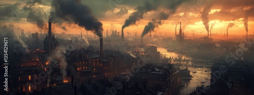 Child Chimney Sweeper at Work in Polluted 19th Century Industrial City