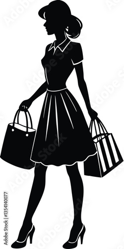 Silhouette girl shopping