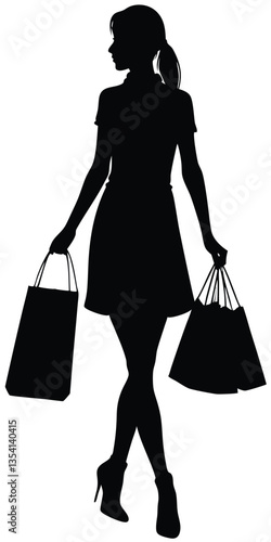 Silhouette girl shopping