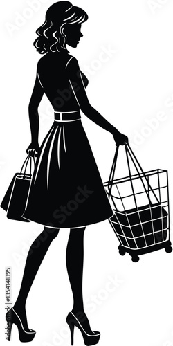 Silhouette girl shopping