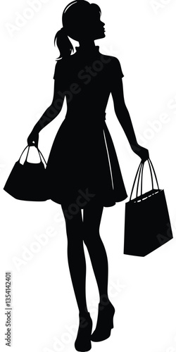 Shopping Girl illustration silhouette style