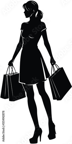 Shopping Girl illustration silhouette style