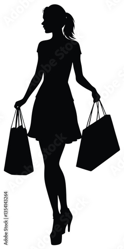 Shopping Girl illustration silhouette style
