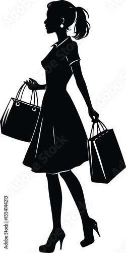 Shopping Girl illustration silhouette