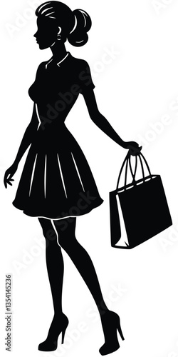 Shopping girl vector silhouette illustration
