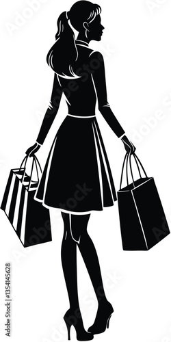 Shopping girl vector silhouette illustration
