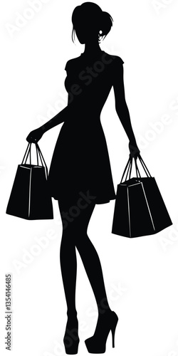 Shopping girl vector silhouette illustration