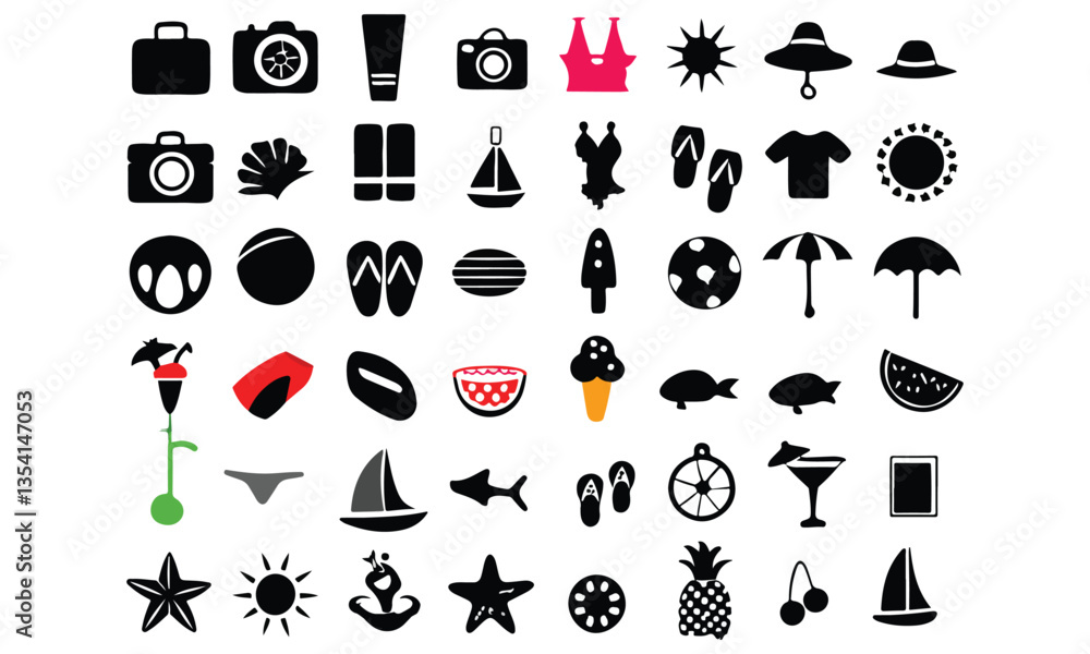 Obraz premium Summer Flat Design Icon Set
