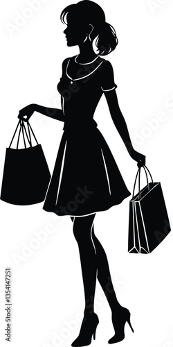 Shopping girl vector silhouette illustration