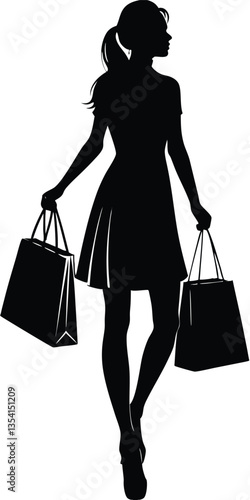 Shopping girl vector silhouette