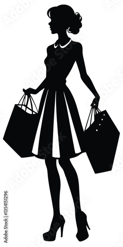 Shopping girl vector silhouette