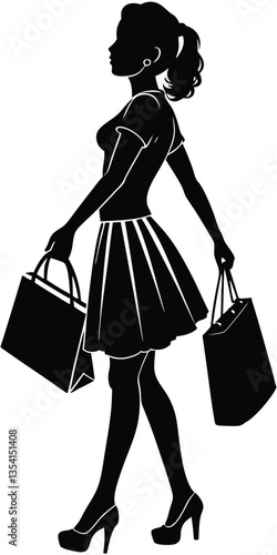 Shopping girl vector silhouette