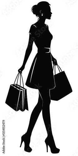 Shopping girl vector silhouette