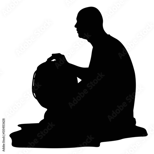 Silhouette of Indian tabla player creating music, artistic expression