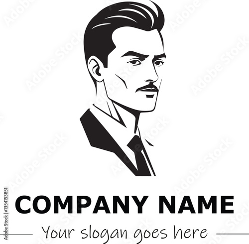 a man silhouette black and white for logo company vector image