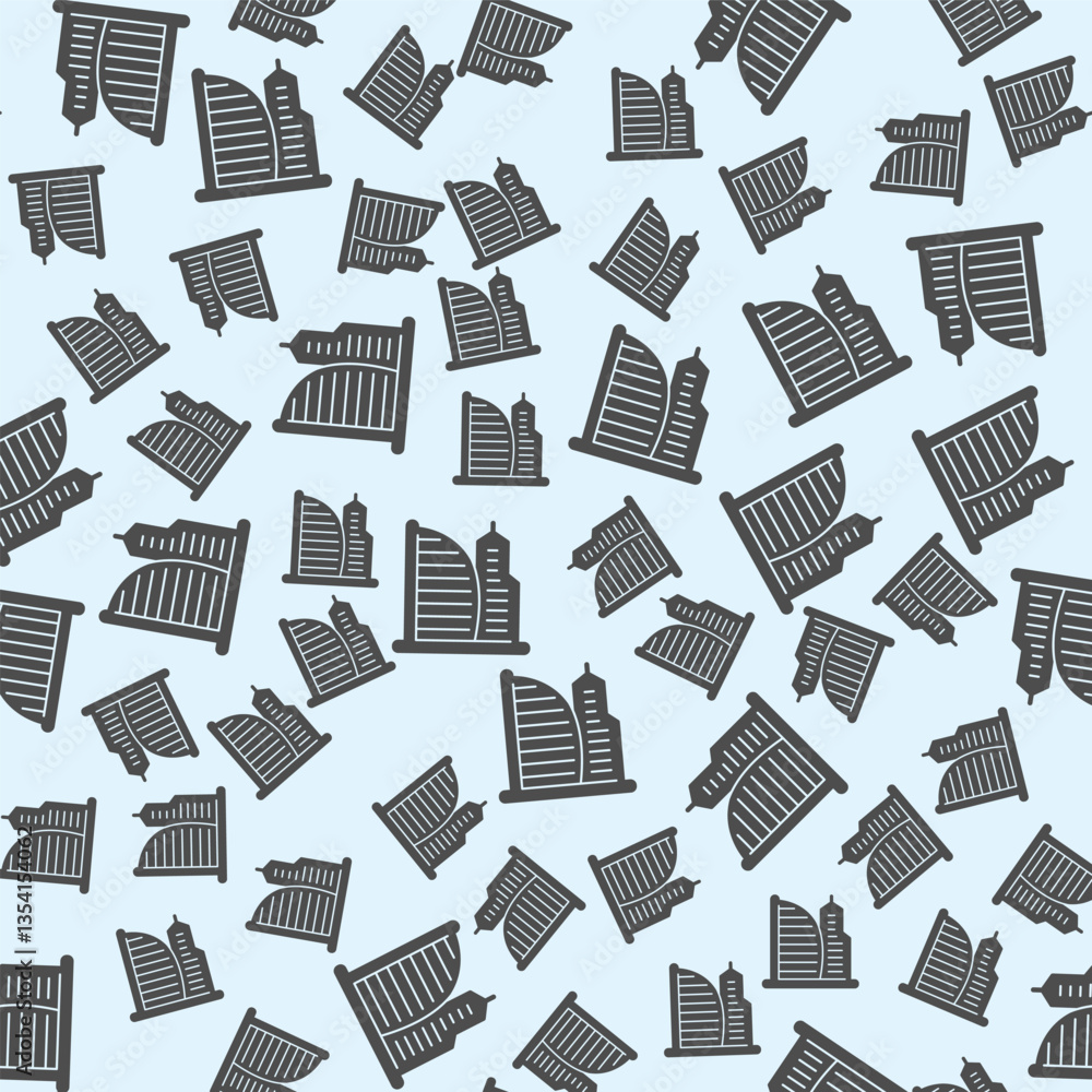 Skyscraper tower and tall building solid seamless pattern, real estate theme. Vector graphics. City skyscraper, multi storey house sign background, filled with glyphs icon. Skyscraper tower and tall building solid seamless pattern, real estate theme. Vector graphics. City skyscraper, multi storey house sign background, filled with glyphs icon.