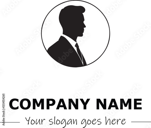 a man silhouette black and white for logo company vector image