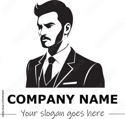 a man silhouette black and white for logo company vector image
