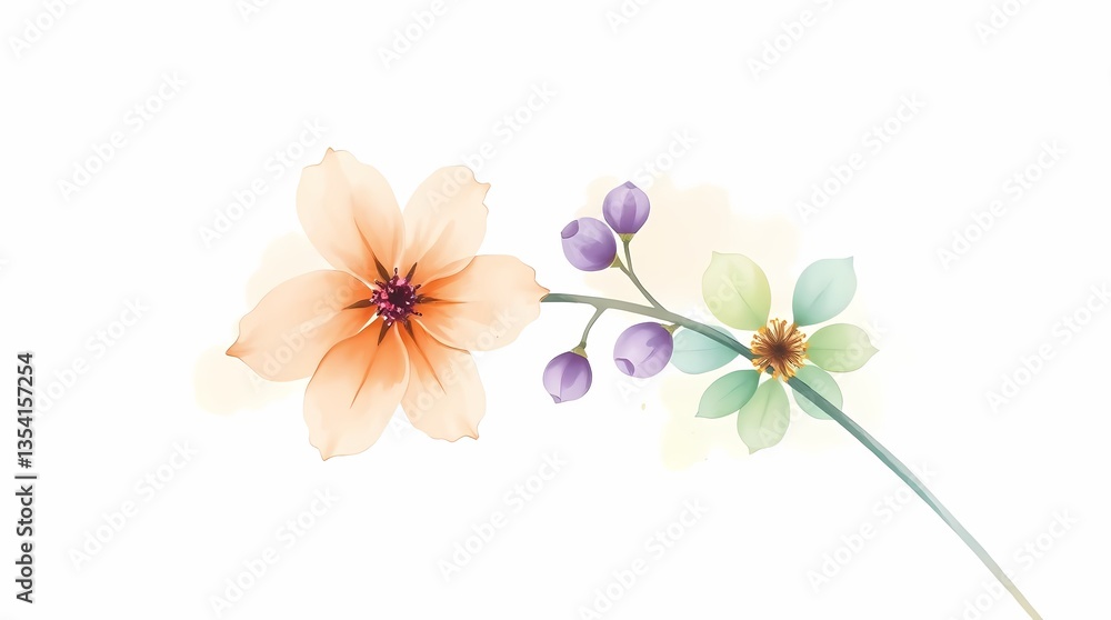 Obraz premium Elegant Floral Embrace: A close-up, delicate blossoms in soft hues. This image invites viewers to appreciate the gentle beauty of nature's art