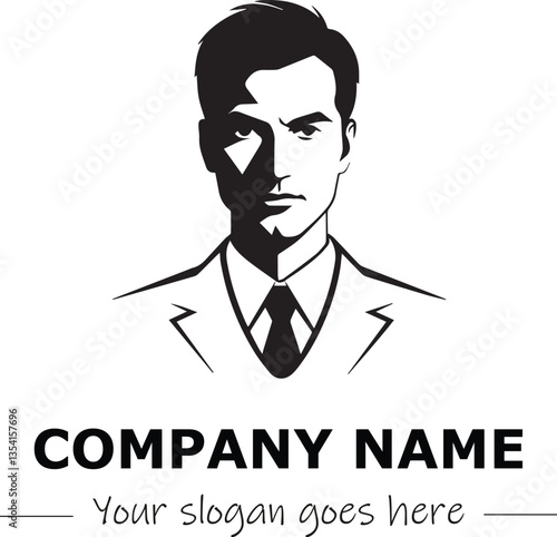 a man silhouette black and white for logo company vector image