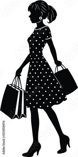 Shopping Girl illustration silhouette vector