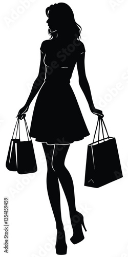 Shopping Girl illustration silhouette vector