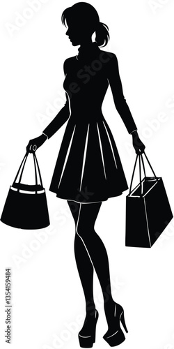 Shopping Girl illustration silhouette vector