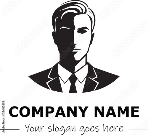 a man silhouette black and white for logo company vector image