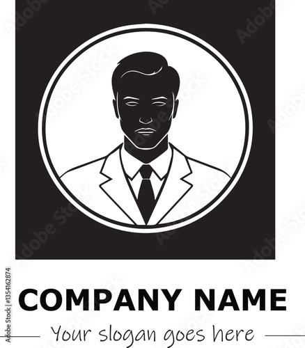 a man silhouette black and white for logo company vector image