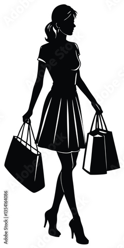 Shopping Girl silhouette vector