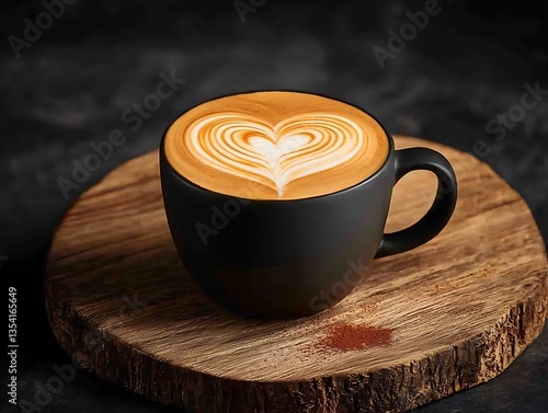 Latte Art Heart with Coffee Cup.
