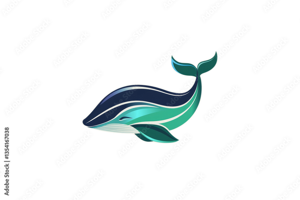 Obraz premium A blue and white whale with a blue tail