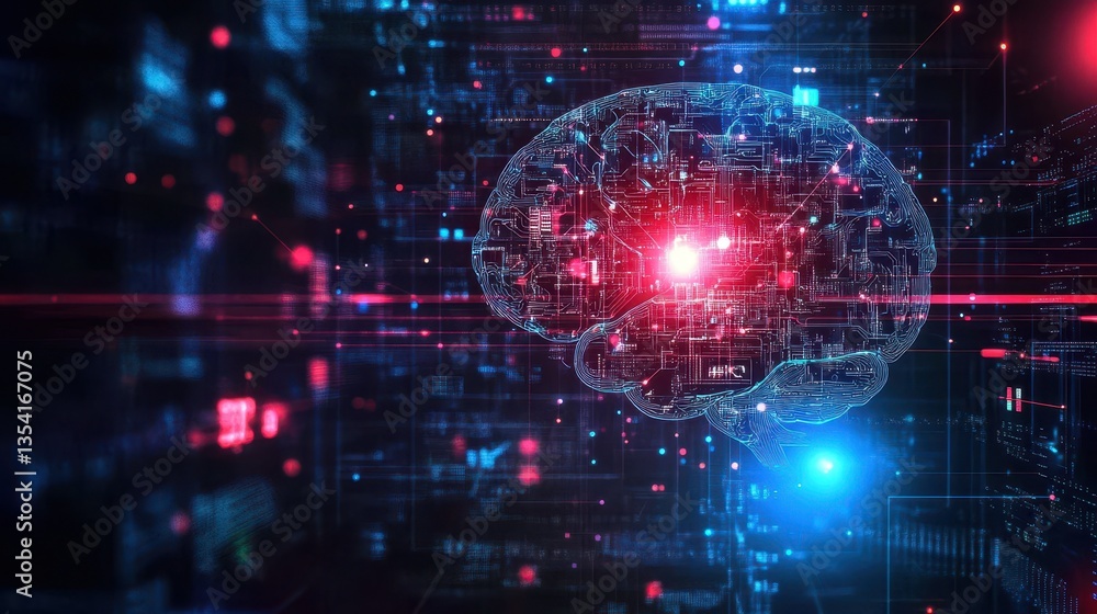 Digital Brain Neural Network Artificial Intelligence Technology Abstract Background Digital Brain Neural Network Artificial Intelligence Technology Abstract Background