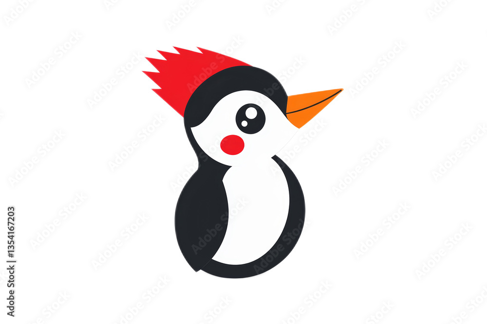 Fototapeta premium A cute penguin with a red beak and orange eyes