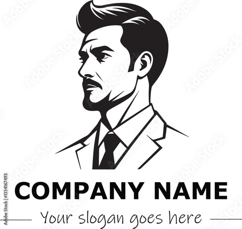 a man silhouette black and white for logo company vector image