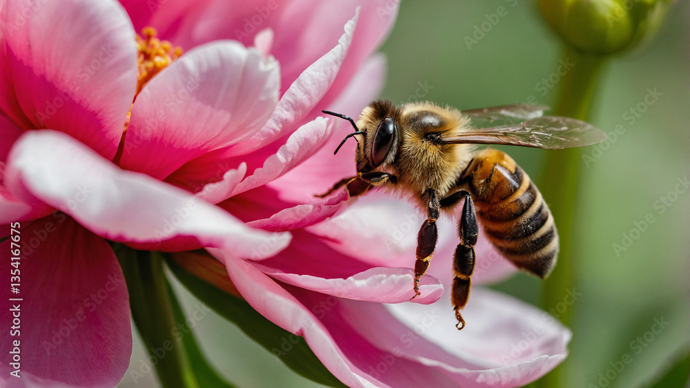 bee on pink flower bee on pink flower