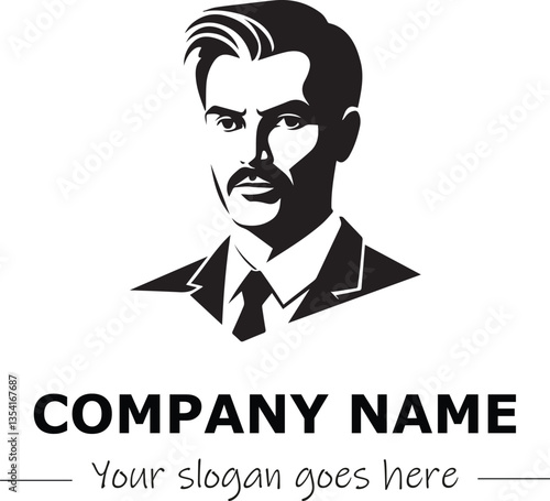 a man silhouette black and white for logo company vector image