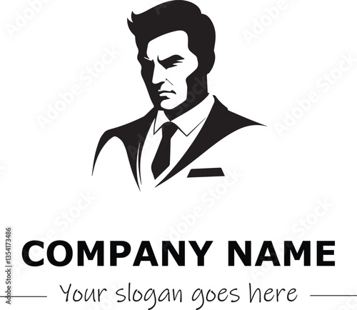 a man silhouette black and white for logo company vector image