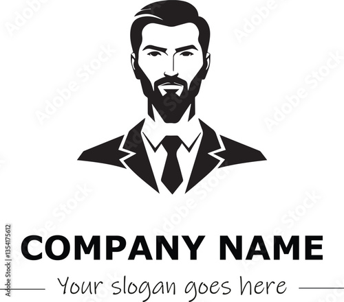 a man silhouette black and white for logo company vector image